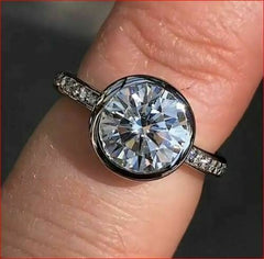 3 Carat Round Cut Diamond Engagement Ring for Women, Wedding Ring, Bezel Setting