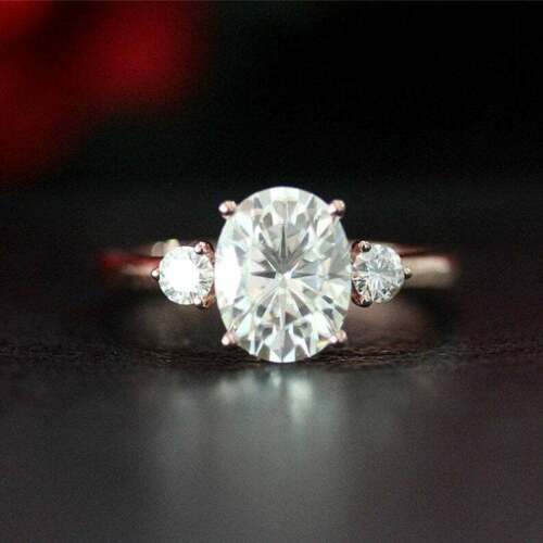 2.5 Carat Oval Cut Diamond Engagement Ring for Women, Three Stone Ring, Wedding Ring, Christmas Gifts