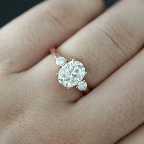 2.5 Carat Oval Cut Diamond Engagement Ring for Women, Three Stone Ring, Wedding Ring, Christmas Gifts