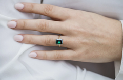 3 Carat Green Emerald Cut Diamond Engagement Ring for Women, Wedding Ring, Christmas Gifts