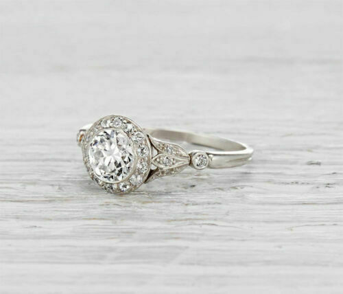 1.5 Carat Round Cut CD Lab Grown Diamond Engagement Ring For Women Halo Engagement Ring, Wedding Ring, Anniversary Gifts