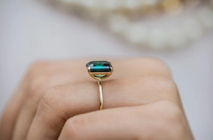 3 Carat Green Emerald Cut Diamond Engagement Ring for Women, Wedding Ring, Christmas Gifts