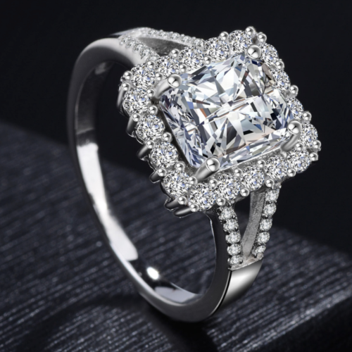 2 Carat Radiant Cut Diamond Wedding Ring for Women, Halo Engagement Ring, Anniversary Gifts, Christmas Gifts