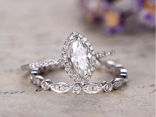 1 Carat Marquise Cut Diamond Engagement Ring for Women, Bridal Set Wedding Ring, Anniversary Gifts For Her