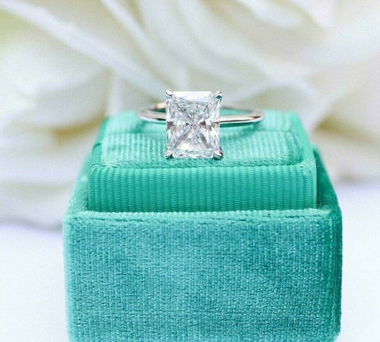 2.5 Carat Radiant Cut Diamond Engagement Ring for Women, Solitaire Ring Wedding Ring, Handmade Ring