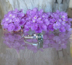 2.5 Carat Blue Emerald Cut Diamond Engagement Ring for Women, Wedding Ring, Three Stone Ring