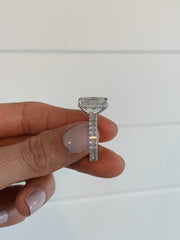 4 Carat Green Radiant Cut Diamond Engagement Ring for Women. Hidden Halo Wedding Ring