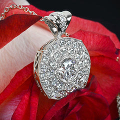 0.80 TCW Round Cut Diamond Charm Pendant For Women, White Gold Pendant, Wedding Pendant, Christmas Gifts