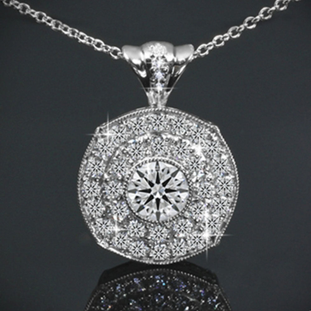 0.80 TCW Round Cut Diamond Charm Pendant For Women, White Gold Pendant, Wedding Pendant, Christmas Gifts