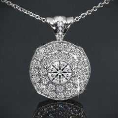 0.80 TCW Round Cut Diamond Charm Pendant For Women, White Gold Pendant, Wedding Pendant, Christmas Gifts