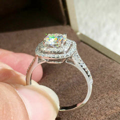 2.50 TCW Round Cut CVD Lab Grown Diamond Engagement Ring For Women, Halo Engagement Ring, Promise Ring for Women