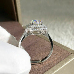 2.50 TCW Round Cut CVD Lab Grown Diamond Engagement Ring For Women, Halo Engagement Ring, Promise Ring for Women