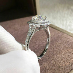 2.50 TCW Round Cut CVD Lab Grown Diamond Engagement Ring For Women, Halo Engagement Ring, Promise Ring for Women