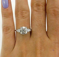 3 Carat Cushion Cut Diamond Engagement Ring for Women, Three Stone Ring, Wedding Ring, Anniversary Gifts