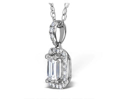 1 CT Emerald Cut Diamond Charm Pendant For Women, Halo Pendant, Wedding Pendant, Engagement Pendant, Christmas Gifts