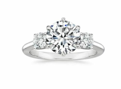 2.5 Carat Round Cut Diamond Engagement Ring for Women, Three Stone Ring, Wedding Ring