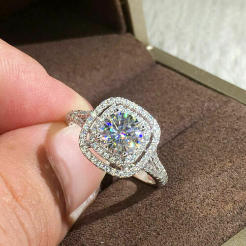 2.50 TCW Round Cut CVD Lab Grown Diamond Engagement Ring For Women, Halo Engagement Ring, Promise Ring for Women