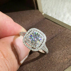 2.50 TCW Round Cut CVD Lab Grown Diamond Engagement Ring For Women, Halo Engagement Ring, Promise Ring for Women