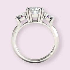 3 Carat Round Cut CVD Lab Grown Diamond Engagement Ring for Women, Three Stone Ring, Wedding Ring, Christmas Gifts