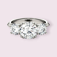 3 Carat Round Cut CVD Lab Grown Diamond Engagement Ring for Women, Three Stone Ring, Wedding Ring, Christmas Gifts