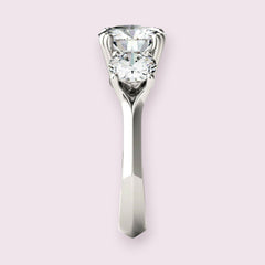 3 Carat Round Cut CVD Lab Grown Diamond Engagement Ring for Women, Three Stone Ring, Wedding Ring, Christmas Gifts