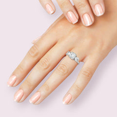 3 Carat Round Cut CVD Lab Grown Diamond Engagement Ring for Women, Three Stone Ring, Wedding Ring, Christmas Gifts