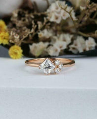 1 Carat Princess Cut Diamond Engagement Ring for Women, Cluster Ring, Wedding Ring, Anniversary Gifts