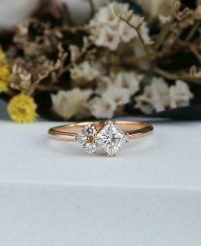 1 Carat Princess Cut Diamond Engagement Ring for Women, Cluster Ring, Wedding Ring, Anniversary Gifts