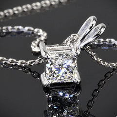 2 CT Princess Cut Diamond Charm Pendant For Women, Christmas Gifts