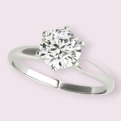 2.5 Carat Round Cut CVD Lab Grown Diamond Engagement Ring For Women, Solitaire Ring, Wedding Ring