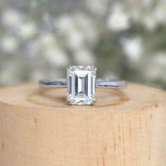 2 Carat Emerald Cut Diamond Engagement Ring for Women, Solitaire Ring, Wedding Ring
