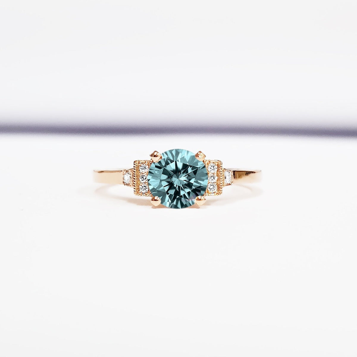 1.5 Carat Blue Round Cut Diamond Engagement Ring For Women, Wedding Ring, Anniversary Gifts For Her