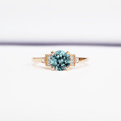 1.5 Carat Blue Round Cut Diamond Engagement Ring For Women, Wedding Ring, Anniversary Gifts For Her