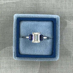 2.5 Carat Emerald Cut Diamond Engagement Ring for Women, Three Stone Ring, Wedding Ring