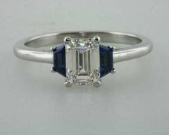2.5 Carat Emerald Cut Diamond Engagement Ring for Women, Three Stone Ring, Wedding Ring