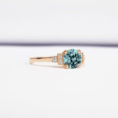 1.5 Carat Blue Round Cut Diamond Engagement Ring For Women, Wedding Ring, Anniversary Gifts For Her