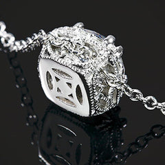 3 CT Cushion Cut Diamond Charm Pendant For Women, Halo Pendant, Wedding Pendant, Christmas Gifts