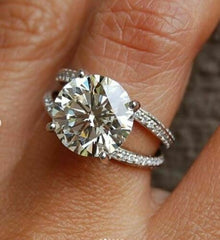 3 Carat Round Cut Diamond Engagement Ring for Women, Split Shank Ring, Wedding Ring