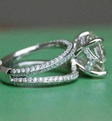 3 Carat Round Cut Diamond Engagement Ring for Women, Split Shank Ring, Wedding Ring