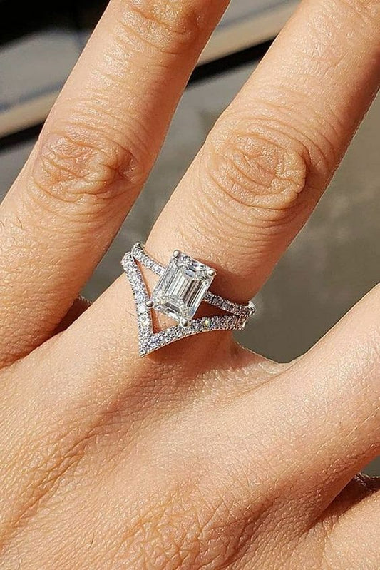2.5 Carat Emerald Cut Diamond Engagement Ring for Women, Bridal Set Wedding Ring, Christmas Gifts