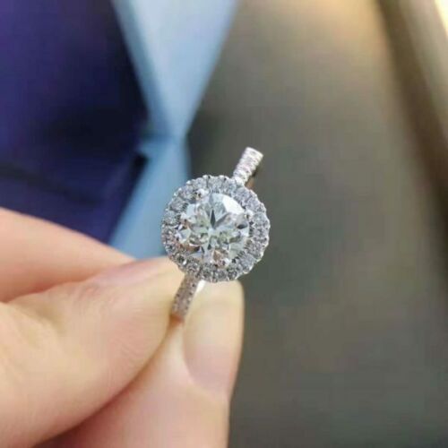 1 Carat Round Cut Diamond Engagement Ring for Women, Halo Engagement Ring, Wedding Ring, Christmas Gifts