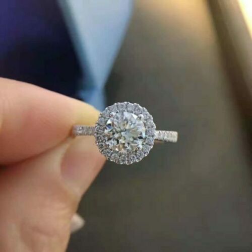 1 Carat Round Cut Diamond Engagement Ring for Women, Halo Engagement Ring, Wedding Ring, Christmas Gifts