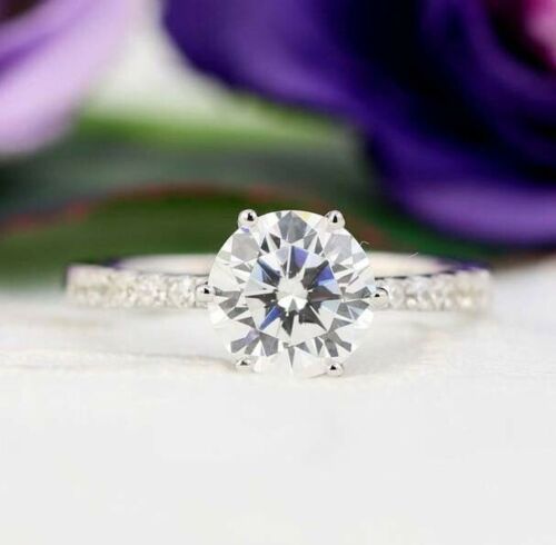 2.5 Carat Round Cut Diamond Engagement Ring for Women, Wedding Ring