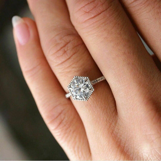 2.5 Carat Round Cut Diamond Engagement Ring for Women, Wedding Ring