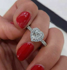 1.5 Carat Heart Cut Diamond Engagement Ring for Women, Halo Engagement Ring, Wedding Ring