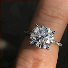 3 Carat Round Cut CVD Lab Grown Diamond Engagement Ring For Women, Wedding Ring