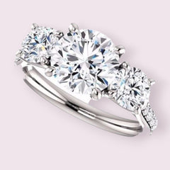 2 Carat Round CVD Lab Grown Diamond Engagement Ring for Women, Three Stone Anniversary Gifts, Christmas Gifts, Wedding Ring