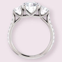 2 Carat Round CVD Lab Grown Diamond Engagement Ring for Women, Three Stone Anniversary Gifts, Christmas Gifts, Wedding Ring
