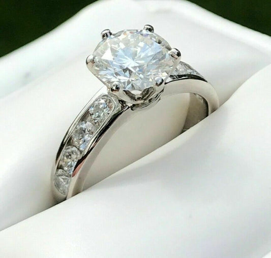 2.50 Carat Round CVD Lab Grown Diamond Engagement Ring, Channel Setting Wedding Ring, Promise Ring for Her, Christmas Gifts, Anniversary Gifts, Handmade Ring