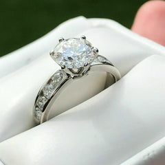 2.50 Carat Round CVD Lab Grown Diamond Engagement Ring, Channel Setting Wedding Ring, Promise Ring for Her, Christmas Gifts, Anniversary Gifts, Handmade Ring